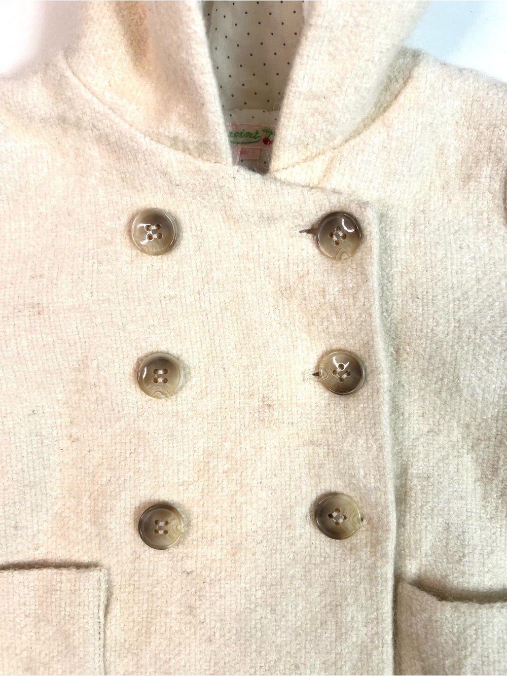 Bonpoint Misha Wool Cotton Double Breasted Hooded Winter Coat Size 18 Months - Picture 3 of 13